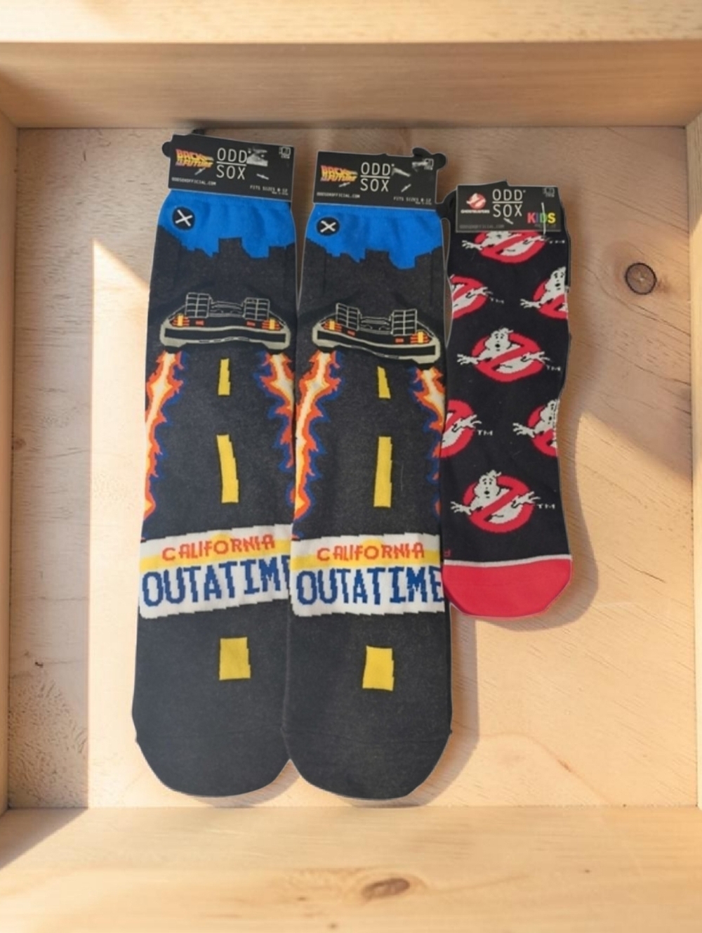 NWT Back to the Future and Ghostbusters ODD SOX Socks 3 Pair Bundle Set 1980s